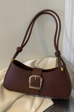 Faux Leather Belted Shoulder Bag