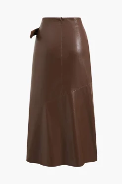 Faux Leather Buckle Skirt
