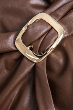 Faux Leather Buckle Skirt