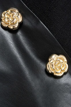 Faux Leather Button Mini Skirt