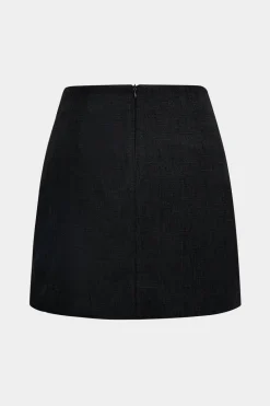 Faux Leather Button Mini Skirt