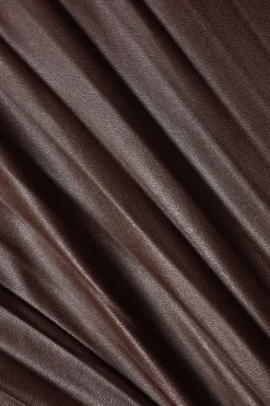 Faux Leather Button Pleated Skirt