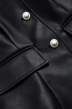 Faux Leather Button Tank Top