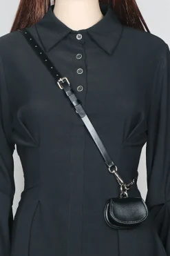 Faux Leather Chain Mini Pocket Waist Belt