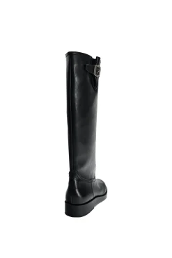 Faux Leather Chunky Heel Round Toe Mid Calf Boots