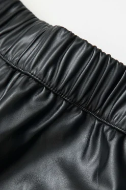 Faux Leather Flap Pocket Straight Leg Cargo Pants