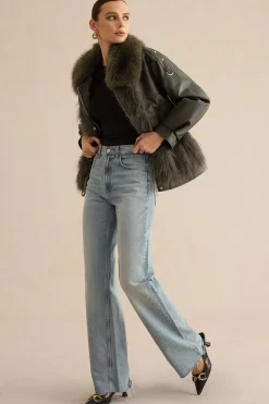 Faux Leather Fur Patchwork Coat