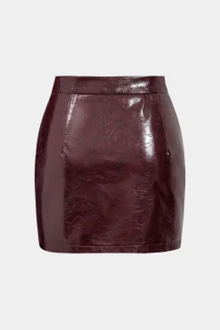 Faux Leather High Waist Metallic Button Skirt