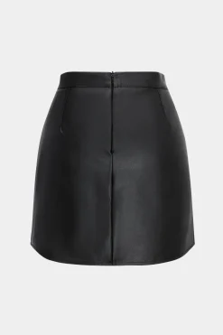 Faux Leather High Waist Ruched Skirt