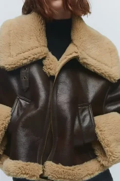 Faux Leather Jacket Pocket