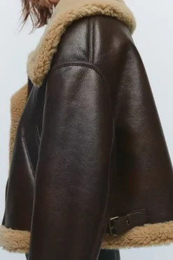Faux Leather Jacket Pocket