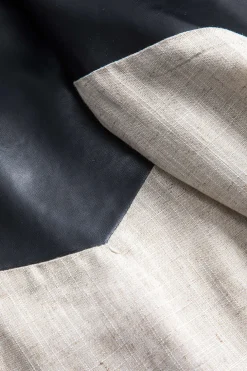 Faux Leather Linen High Waist Patchwork Trousers