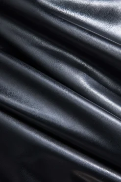 Faux Leather Linen High Waist Patchwork Trousers