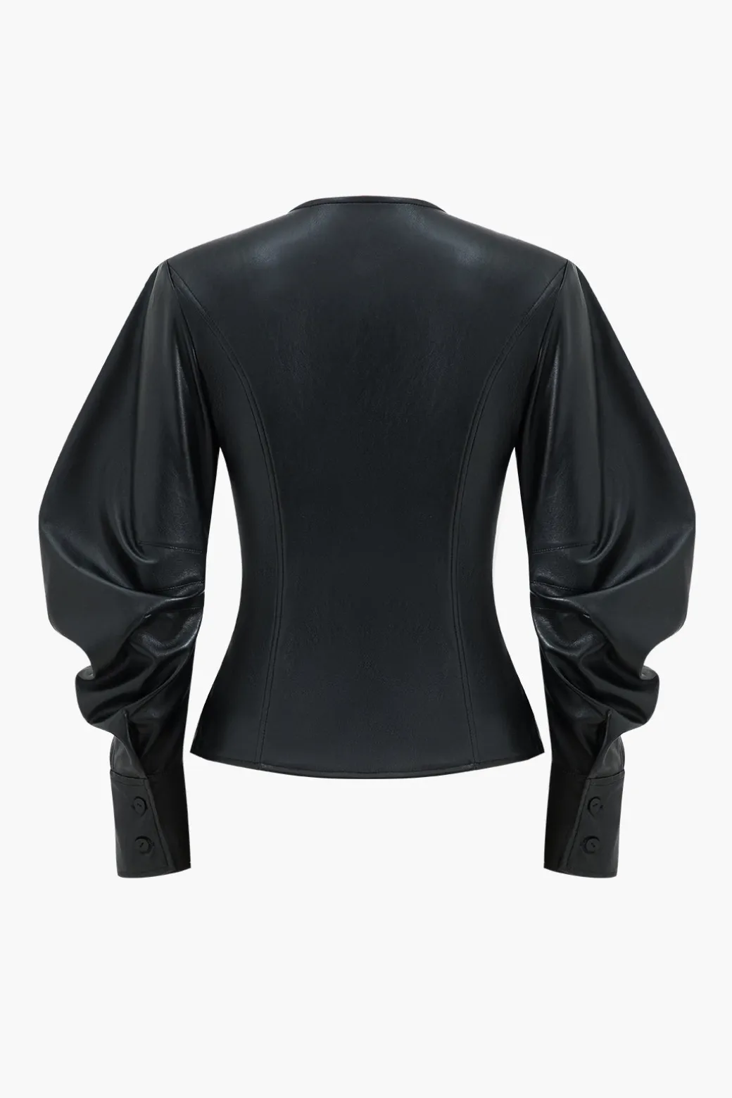 Faux Leather Metallic Button Jacket