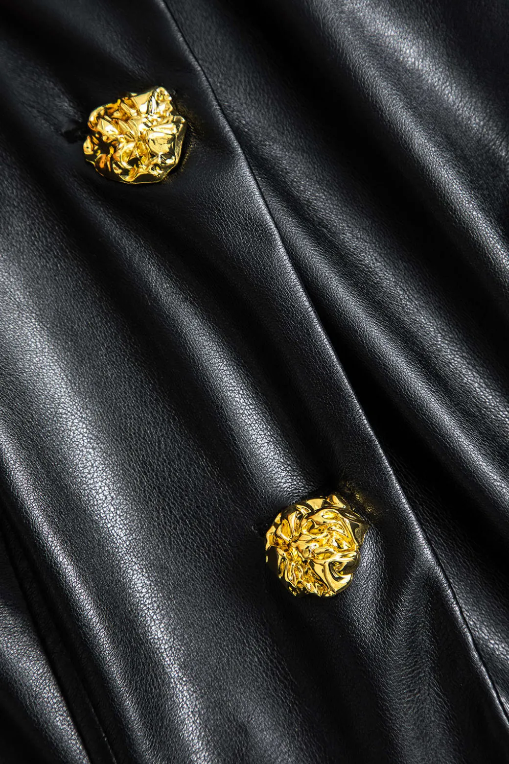 Faux Leather Metallic Button Jacket