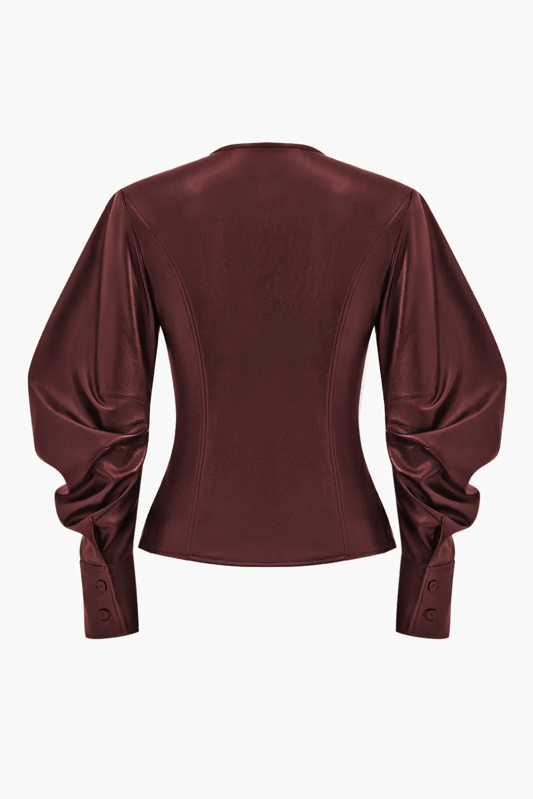 Faux Leather Metallic Button Jacket