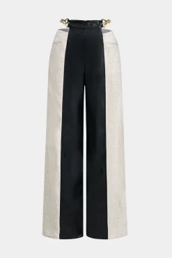 Faux Leather Metallic Patchwork Trousers