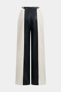 Faux Leather Metallic Patchwork Trousers