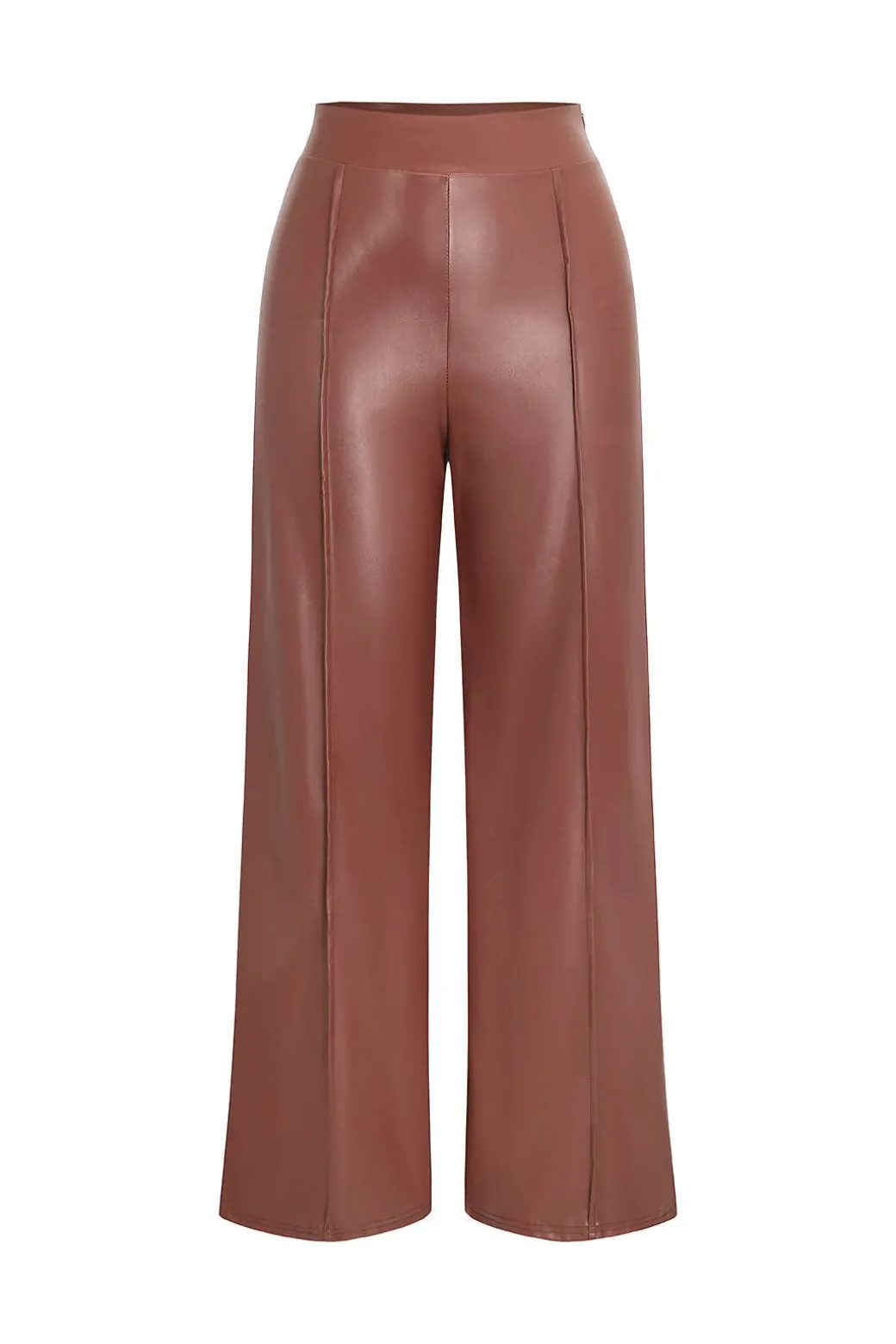 Faux Leather Off Shoulder Top And Wide Leg Trousers Set