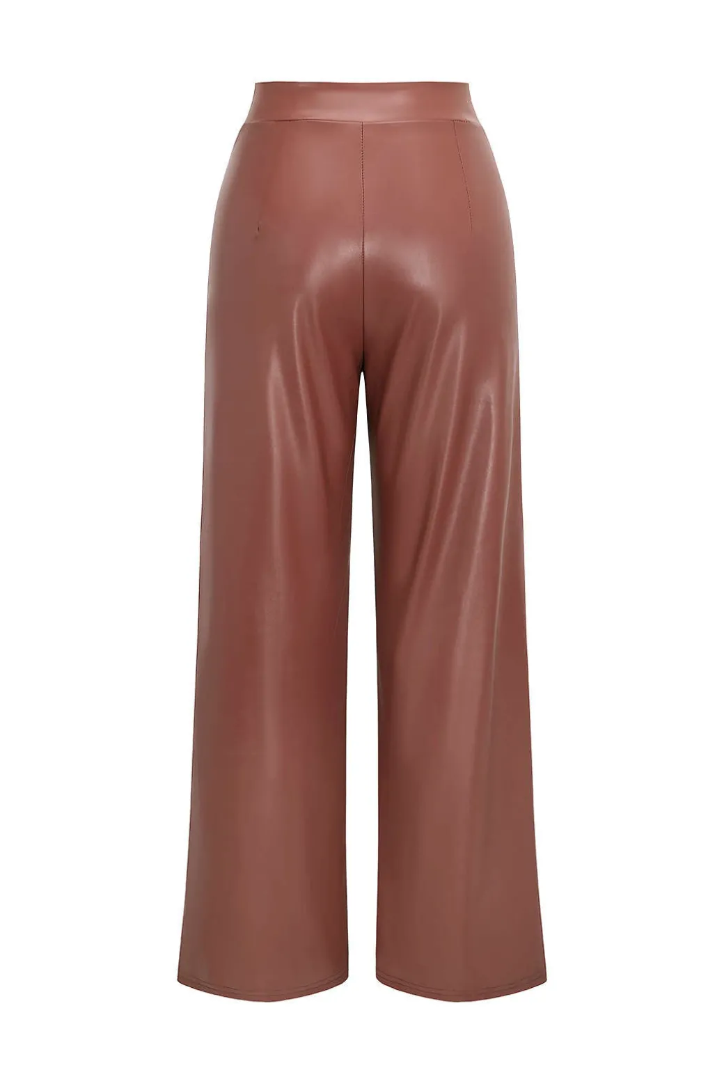 Faux Leather Off Shoulder Top And Wide Leg Trousers Set