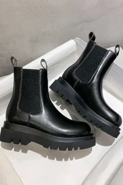 Faux Leather Patchwork Ankle Boots
