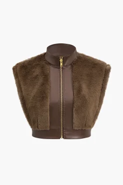 Faux Leather Patchwork Fur Skirt Set