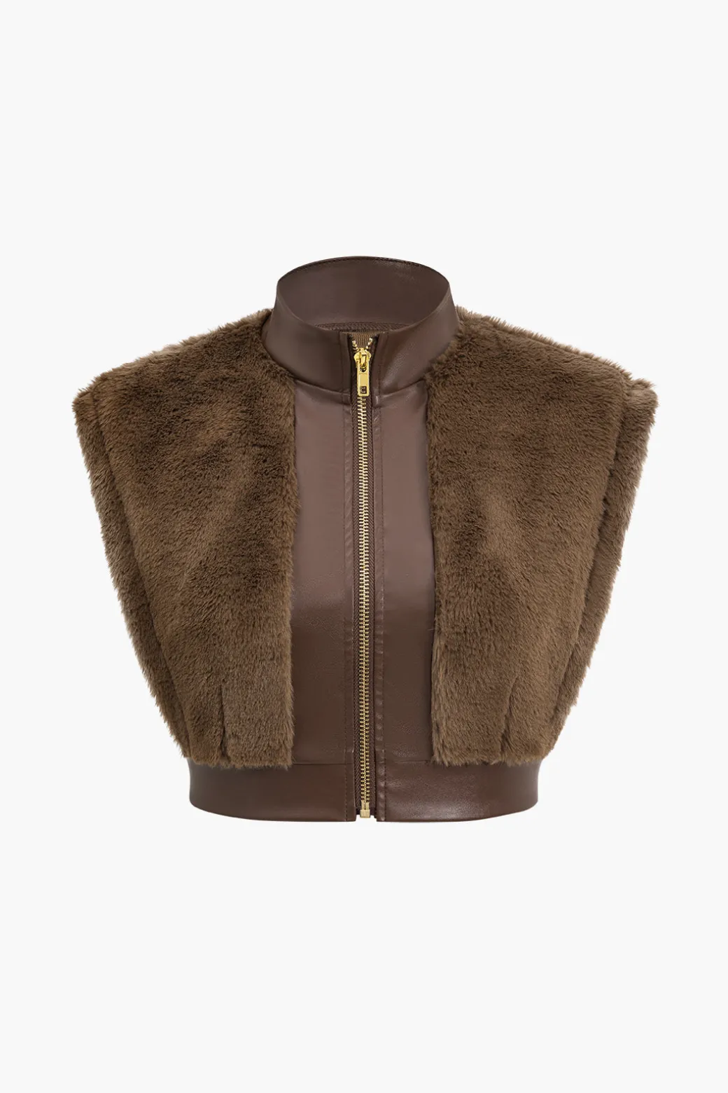 Faux Leather Patchwork Fur Skirt Set