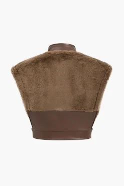 Faux Leather Patchwork Fur Skirt Set