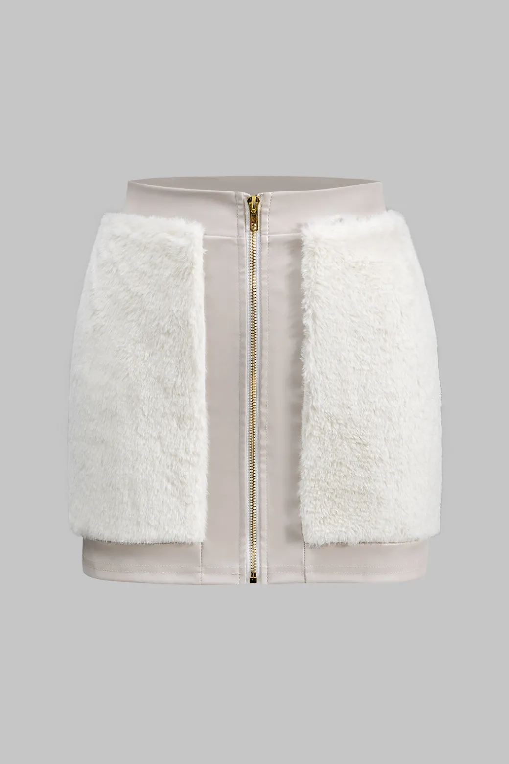 Faux Leather Patchwork Fur Skirt Set