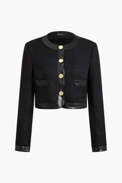 Faux Leather Patchwork Jacket