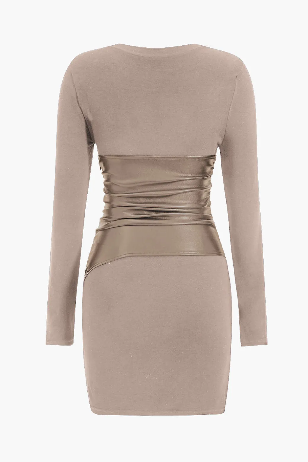 Faux Leather Patchwork Long Sleeve Mini Dress