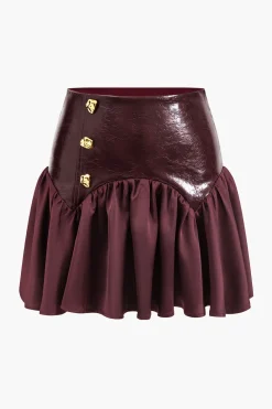 Faux Leather Patchwork Skirt