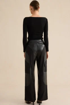 Faux Leather Patchwork Trousers
