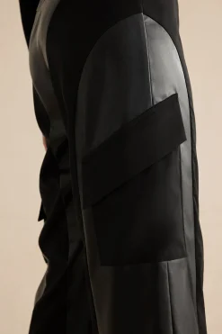 Faux Leather Patchwork Trousers