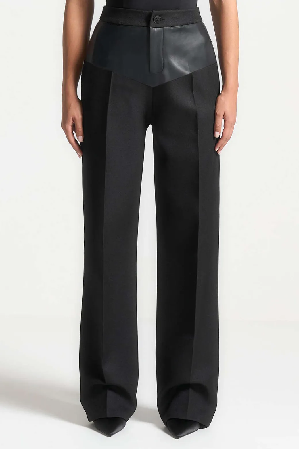 Faux Leather Patchwork Trousers