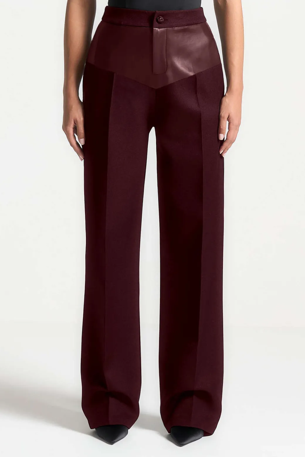 Faux Leather Patchwork Trousers