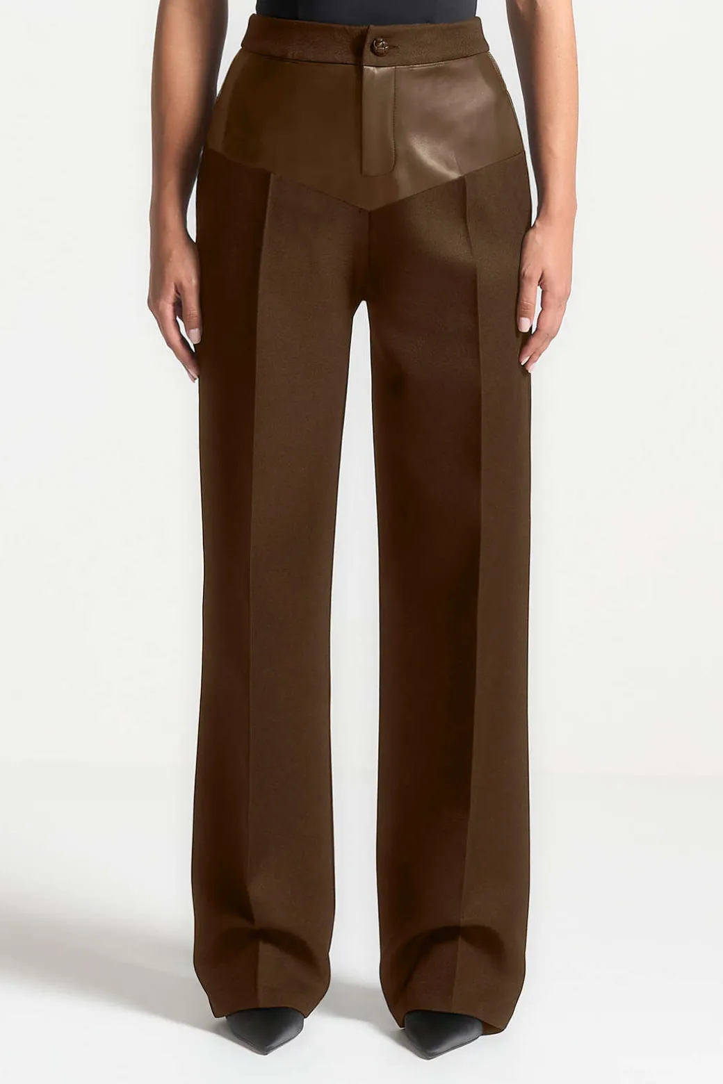 Faux Leather Patchwork Trousers