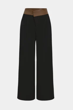 Faux Leather Patchwork Trousers