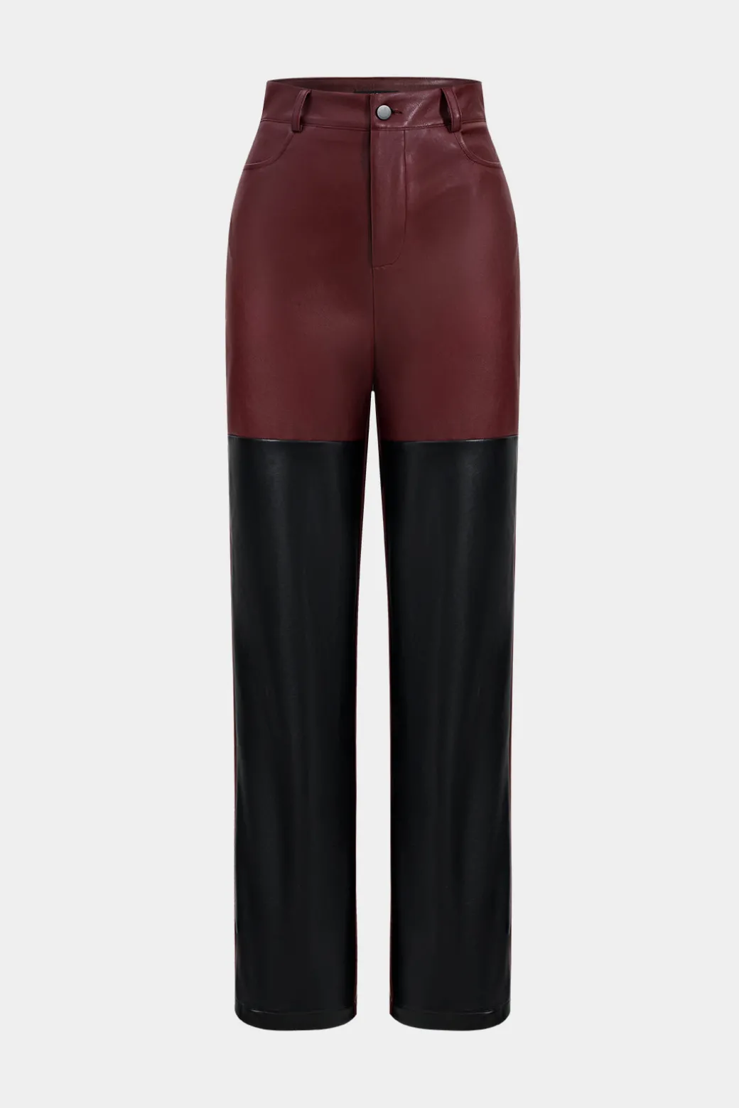 Faux Leather Patchwork Trousers