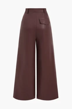 Faux Leather Pocket Wide Leg Trousers