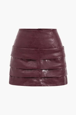 Faux Leather Ruched Detail Skirt