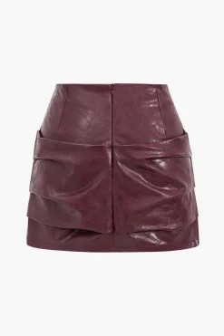 Faux Leather Ruched Detail Skirt