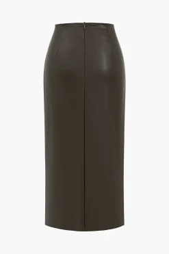 Faux Leather Ruched Skirt