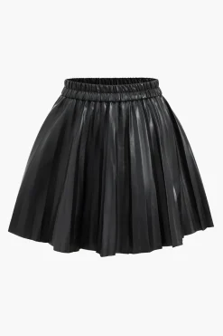 Faux Leather Ruched Skirt