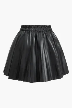 Faux Leather Ruched Skirt