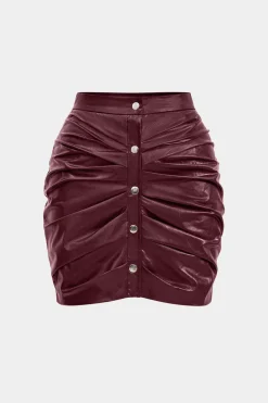 Faux Leather Ruched Skirt