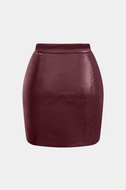 Faux Leather Ruched Skirt