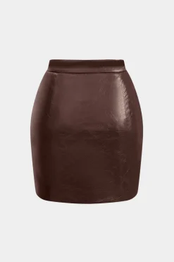 Faux Leather Ruched Skirt