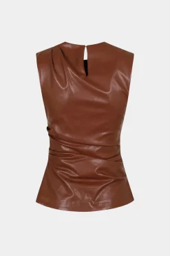 Faux Leather Ruched Tank Top