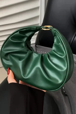 Faux Leather Ruched Tote Bag